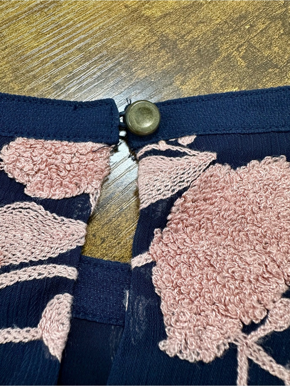 Maeve by Anthropologie Franca Textured Floral Blouse, Navy and Pale Pink, Medium - Picture 10 of 16